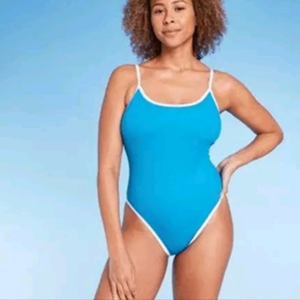 NWT - Shade & Shore One Piece Blue Swimsuit Size Small